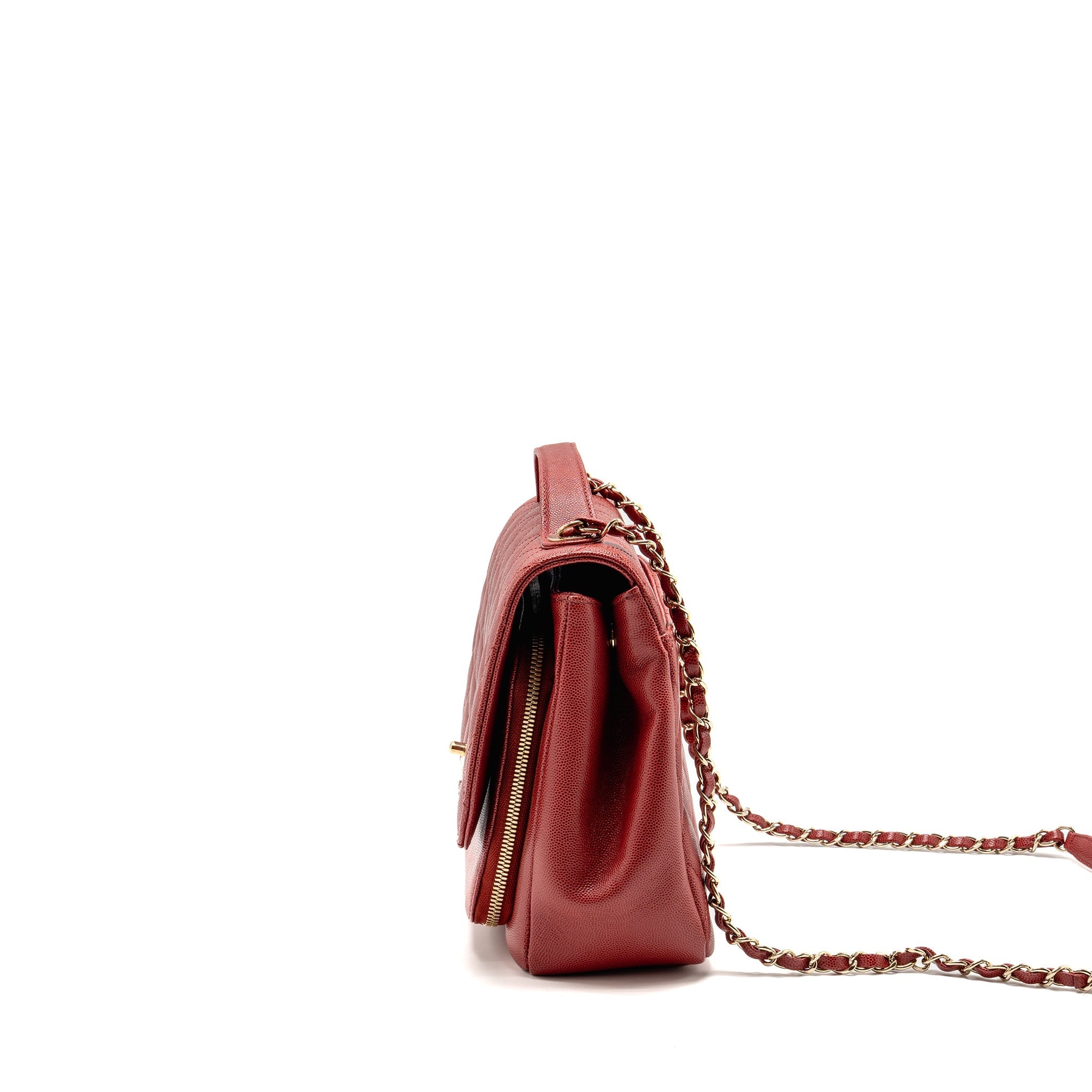 CHANEL LARGE BUSINESS AFFINITY CAVIAR RED LGHW