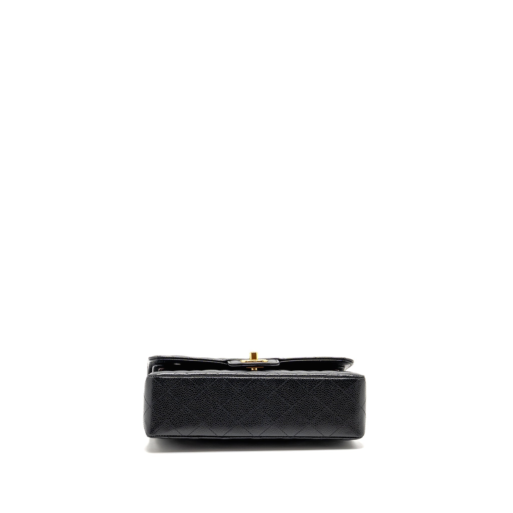 CHANEL SMALL CLASSIC DOUBLE FLAP BAG CAVIAR BLACK GHW (MICROCHIP)