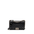 CHANEL MEDIUM BOY BAG LAMBSKIN BLACK RUTHENIUM SHW