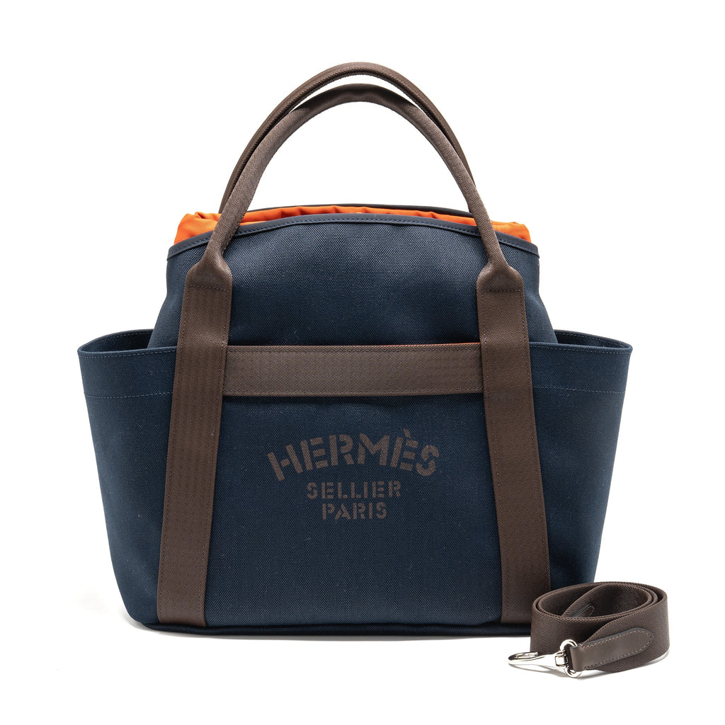HERMES THE GROOMING BAG CANVAS BLEU NAVY/FEU SHW