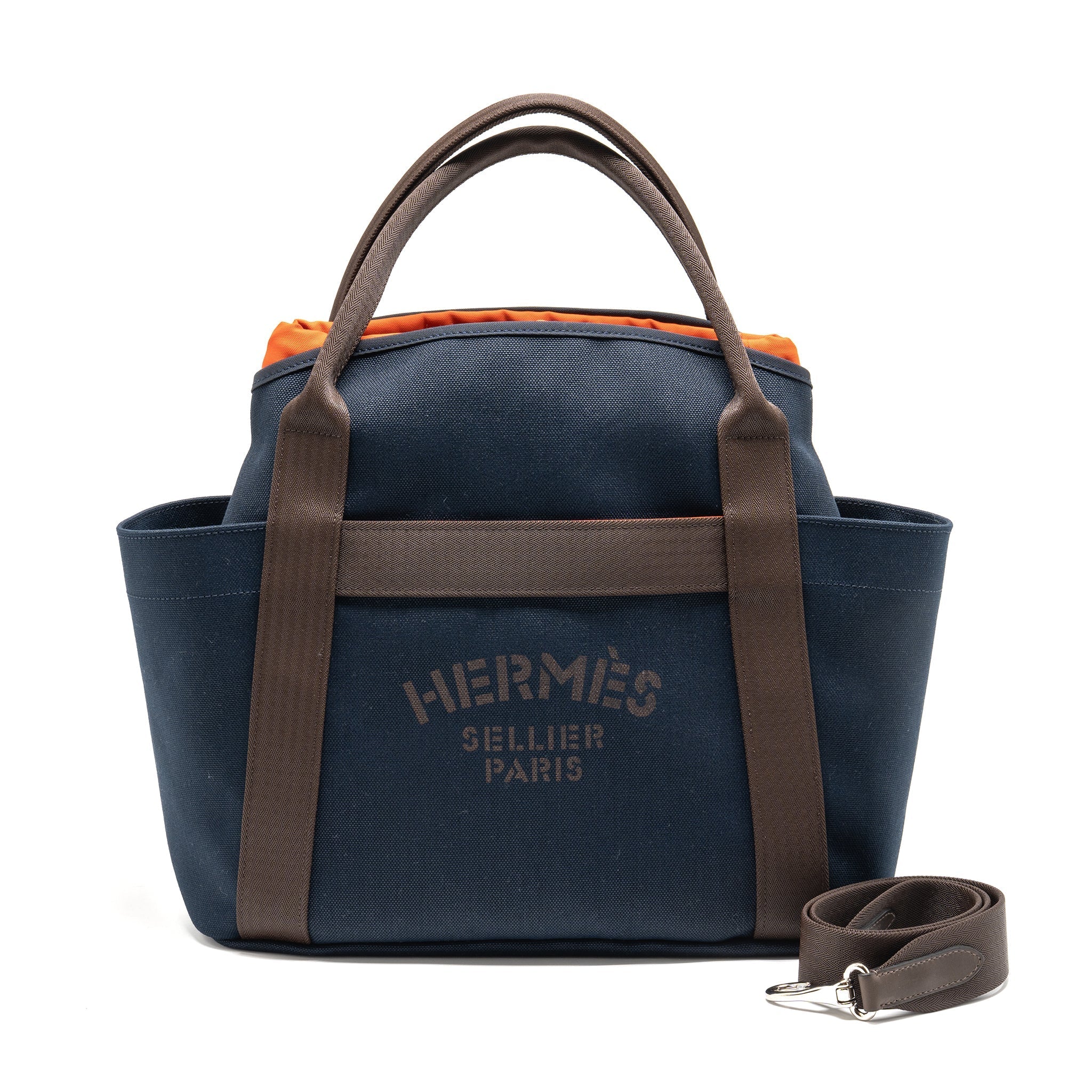 HERMES THE GROOMING BAG CANVAS BLEU NAVY/FEU SHW