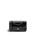 CHANEL MEDIUM CLASSIC DOUBLE FLAP BAG PYTHON BLACK SHW