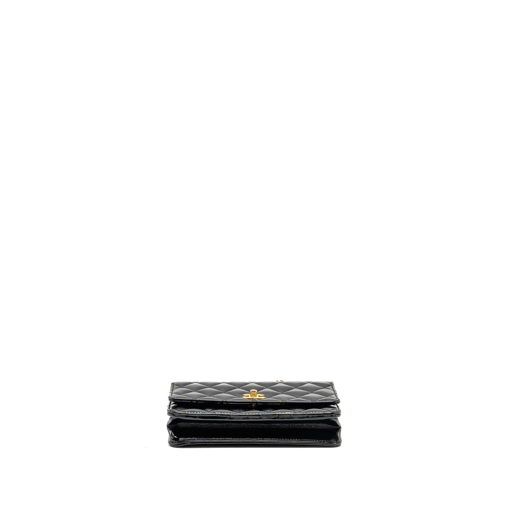CHANEL 24A DETAILED CHAIN WALLET ON CHAIN SHINY CALFSKIN BLACK GHW (MICROCHIP）