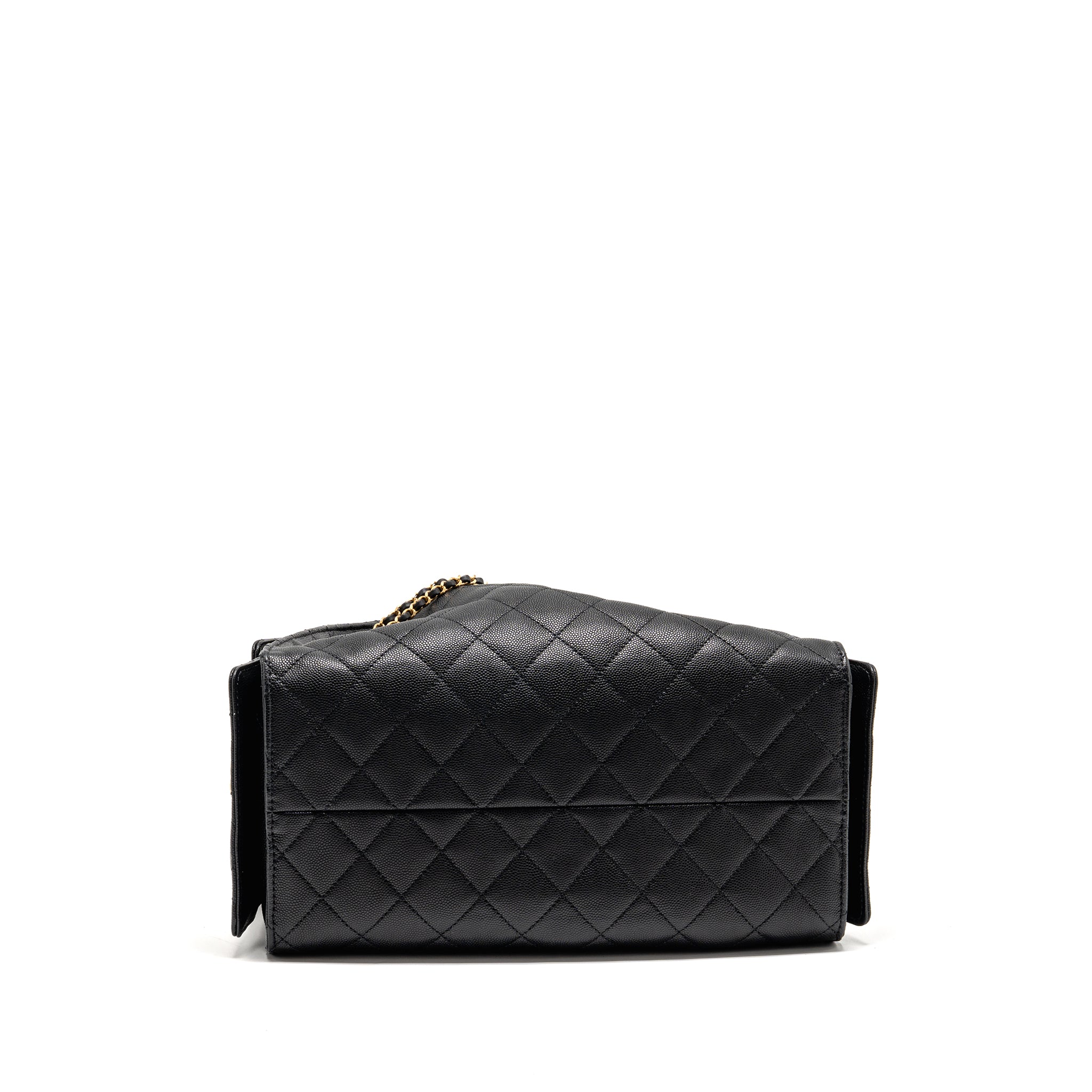 CHANEL 25 MEDIUM CAVIAR BLACK GHW (MICROCHIP)