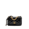 CHANEL SMALL 19 BAG SHINY LAMBSKIN BLACK MULTICOLOUR HARDWARE