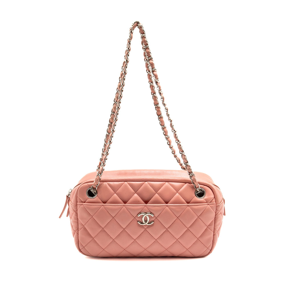 CHANEL CC CAMERA CASE WITH CHAIN LAMBSKIN PINK SHW