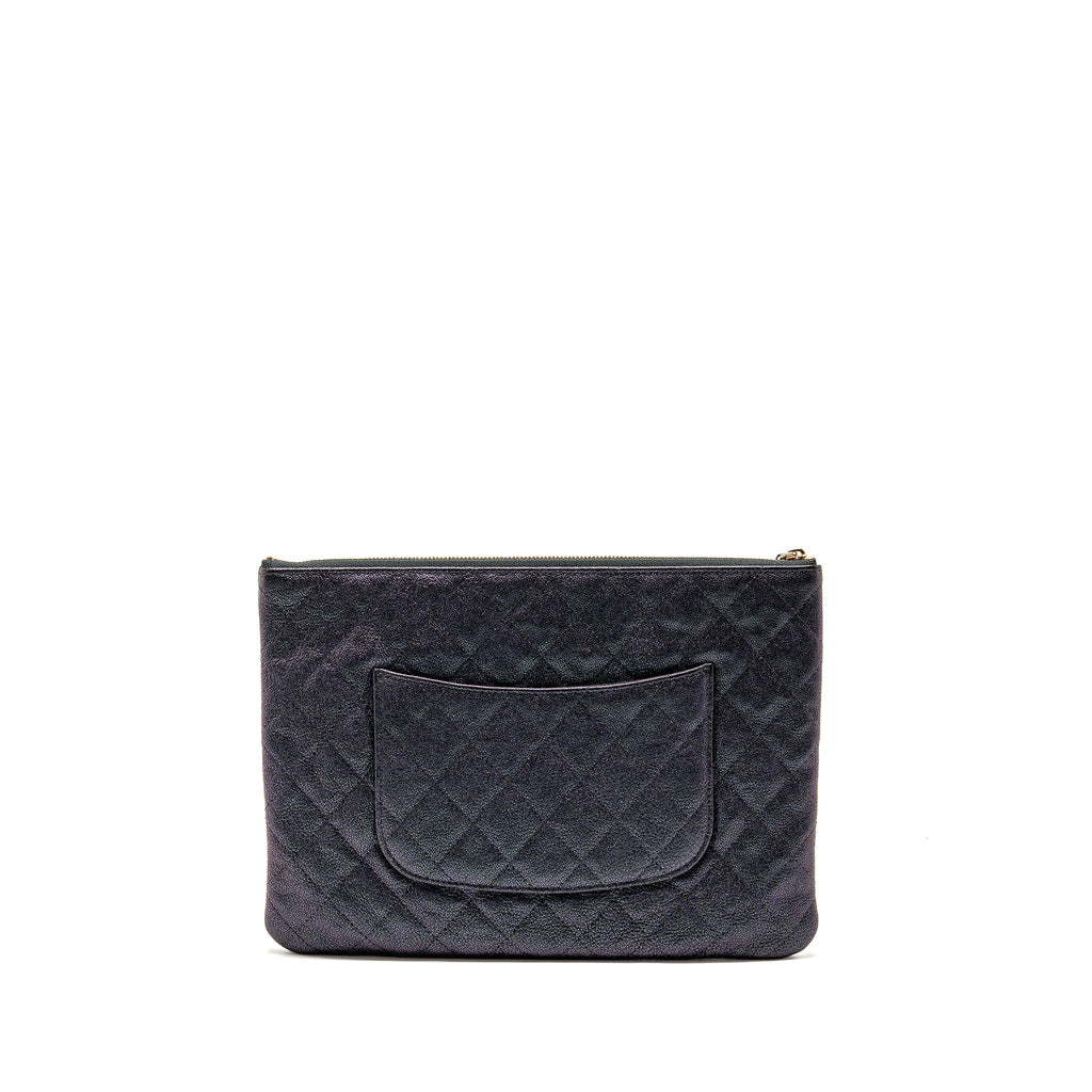 CHANEL NIGHT BY THE C POUCH CLUTCH CAVIAR IRIDESCENT BLACK LGHW
