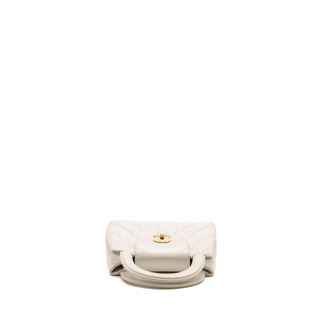 CHANEL MINI KELLY SHOPPING TOTE BAG CALFSKIN WHITE GHW (MICROCHIP)