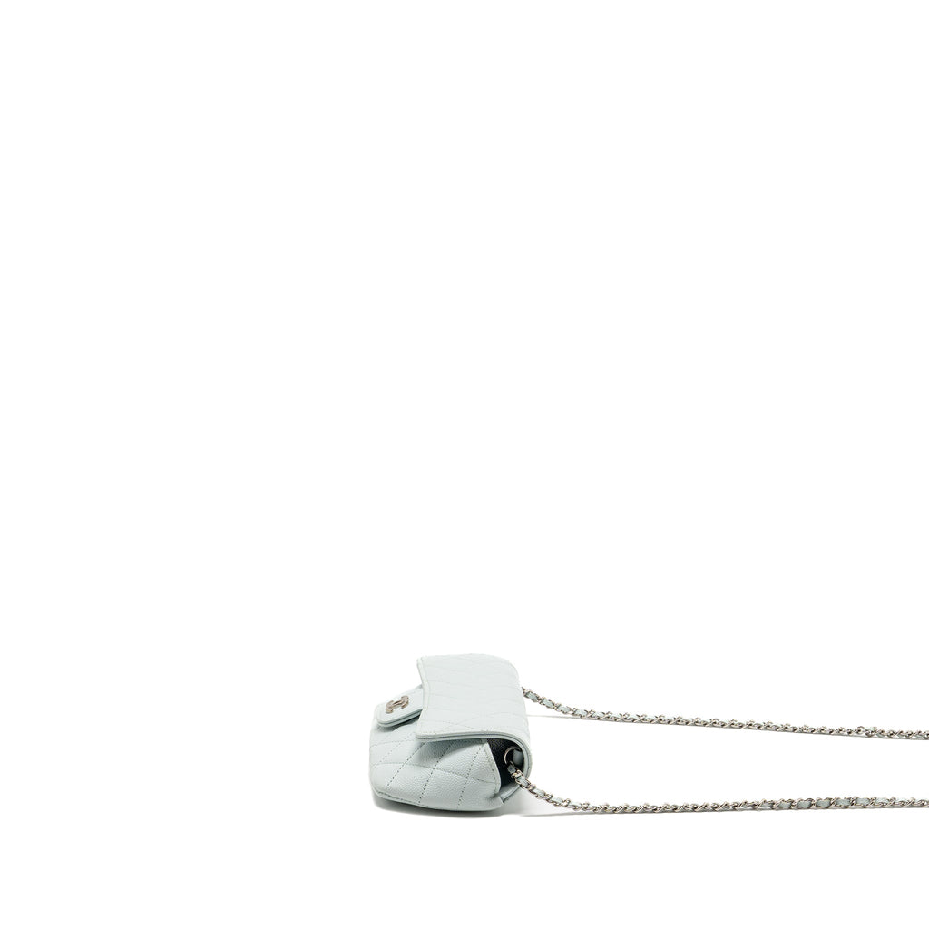 CHANEL SUNGLASSES CASE CLUTCH WITH CHAIN CAVIAR LIGHT BLUE SHW