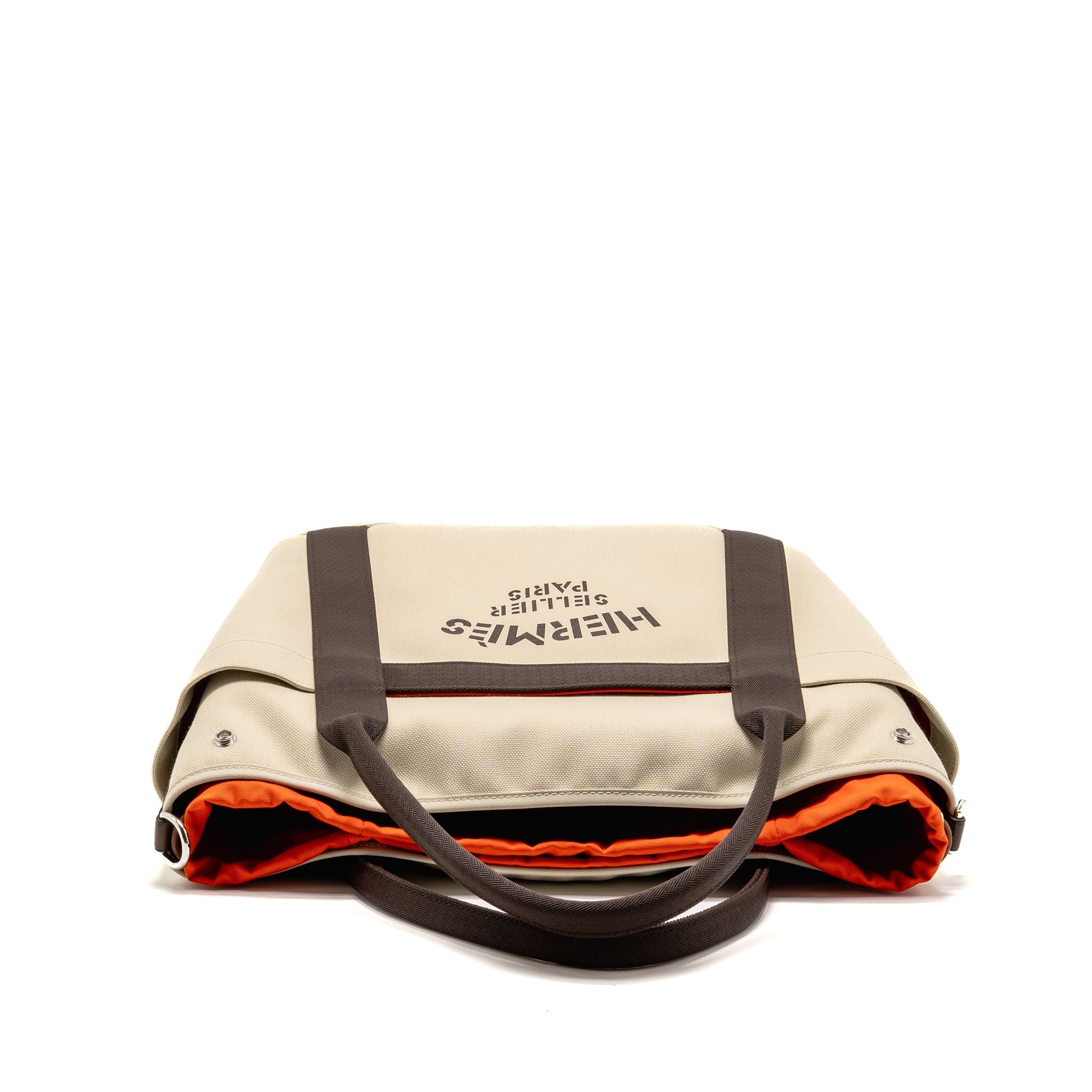 HERMES THE GROOMING BAG POLYAMIDE/COTTON/POLYURETHANE BEIGE SABLE/FEU SHW