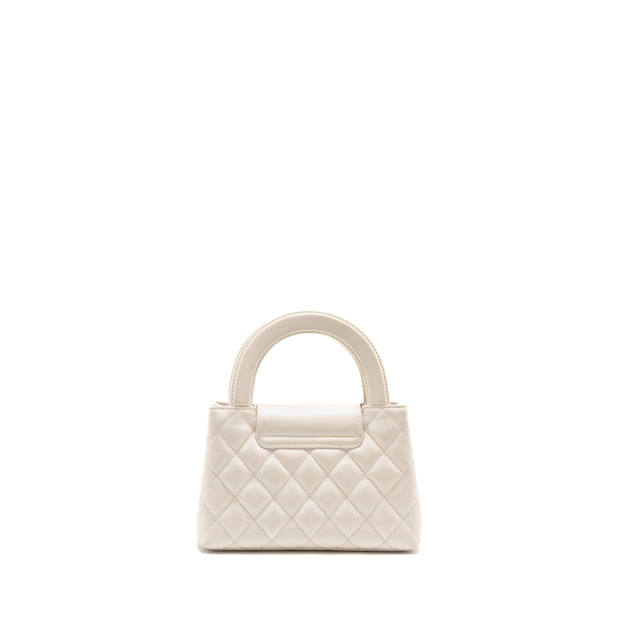 CHANEL MINI KELLY SHOPPING TOTE BAG CALFSKIN WHITE GHW (MICROCHIP)