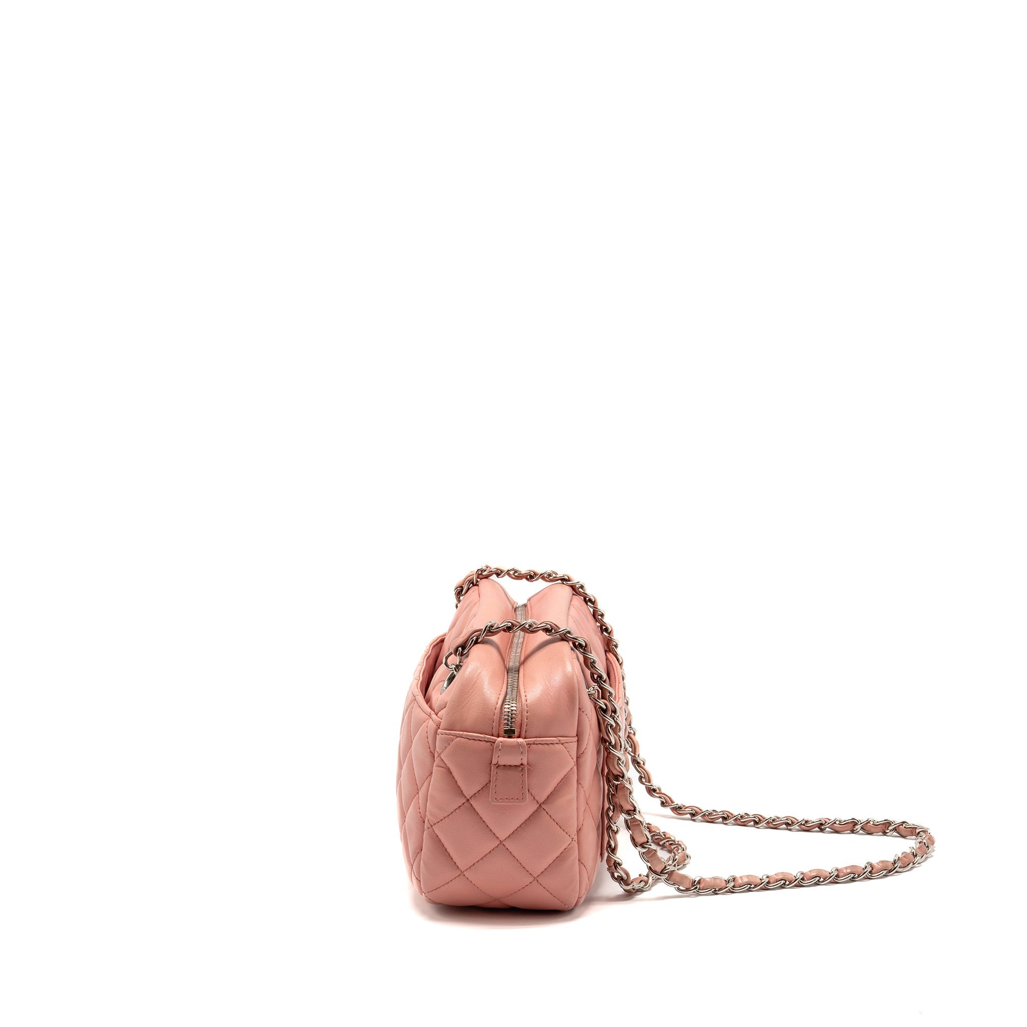 CHANEL CC CAMERA CASE WITH CHAIN LAMBSKIN PINK SHW