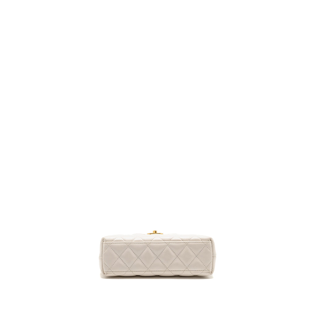 CHANEL MINI KELLY SHOPPING TOTE BAG CALFSKIN WHITE GHW (MICROCHIP)