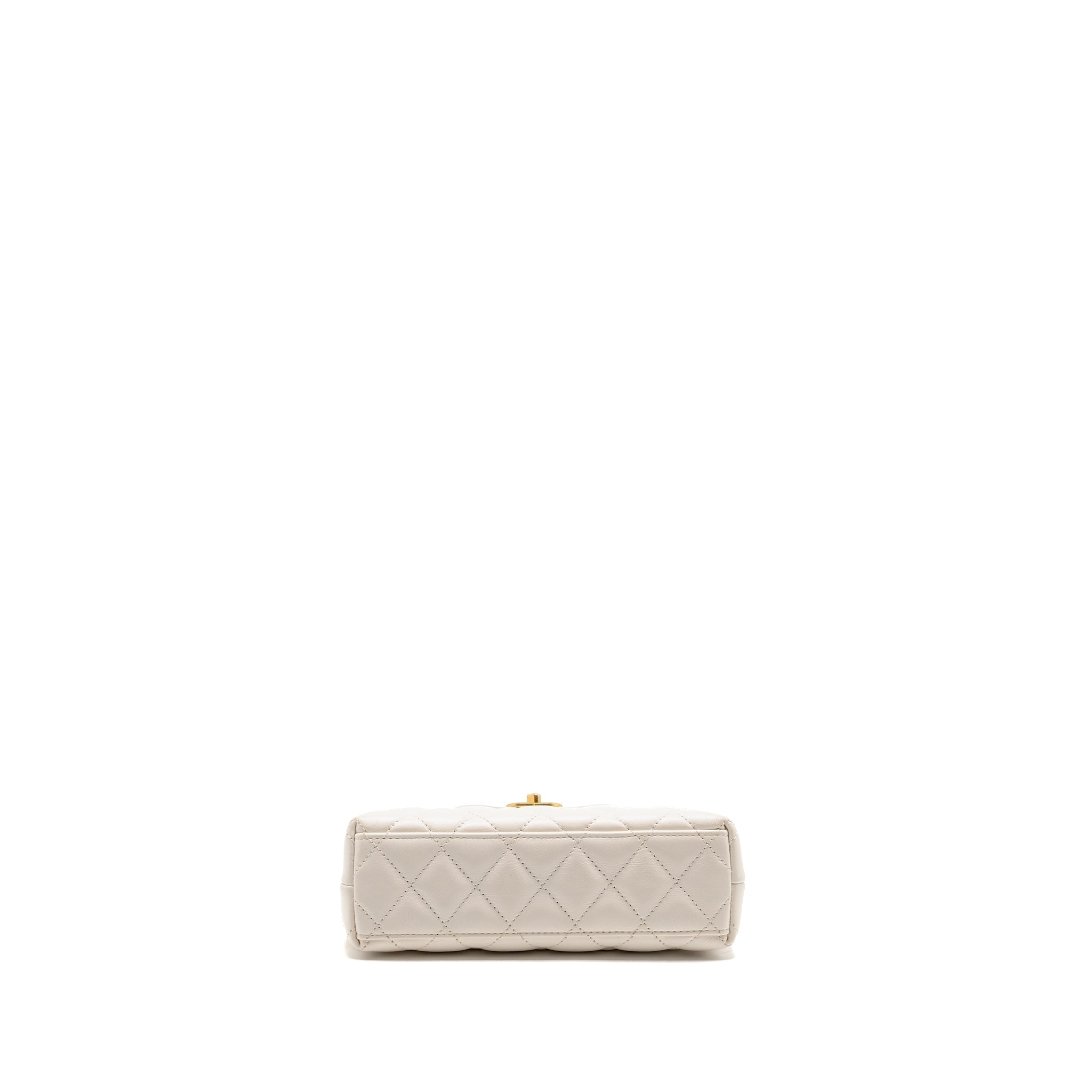 CHANEL MINI KELLY SHOPPING TOTE BAG CALFSKIN WHITE GHW (MICROCHIP)