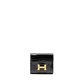 HERMES CONSTANCE COMPACT WALLET SHINY ALLIGATOR MISSISSIPPIENSIS BLACK GHW