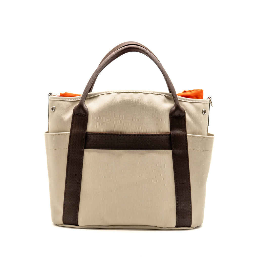 HERMES THE GROOMING BAG POLYAMIDE/COTTON/POLYURETHANE BEIGE SABLE/FEU SHW