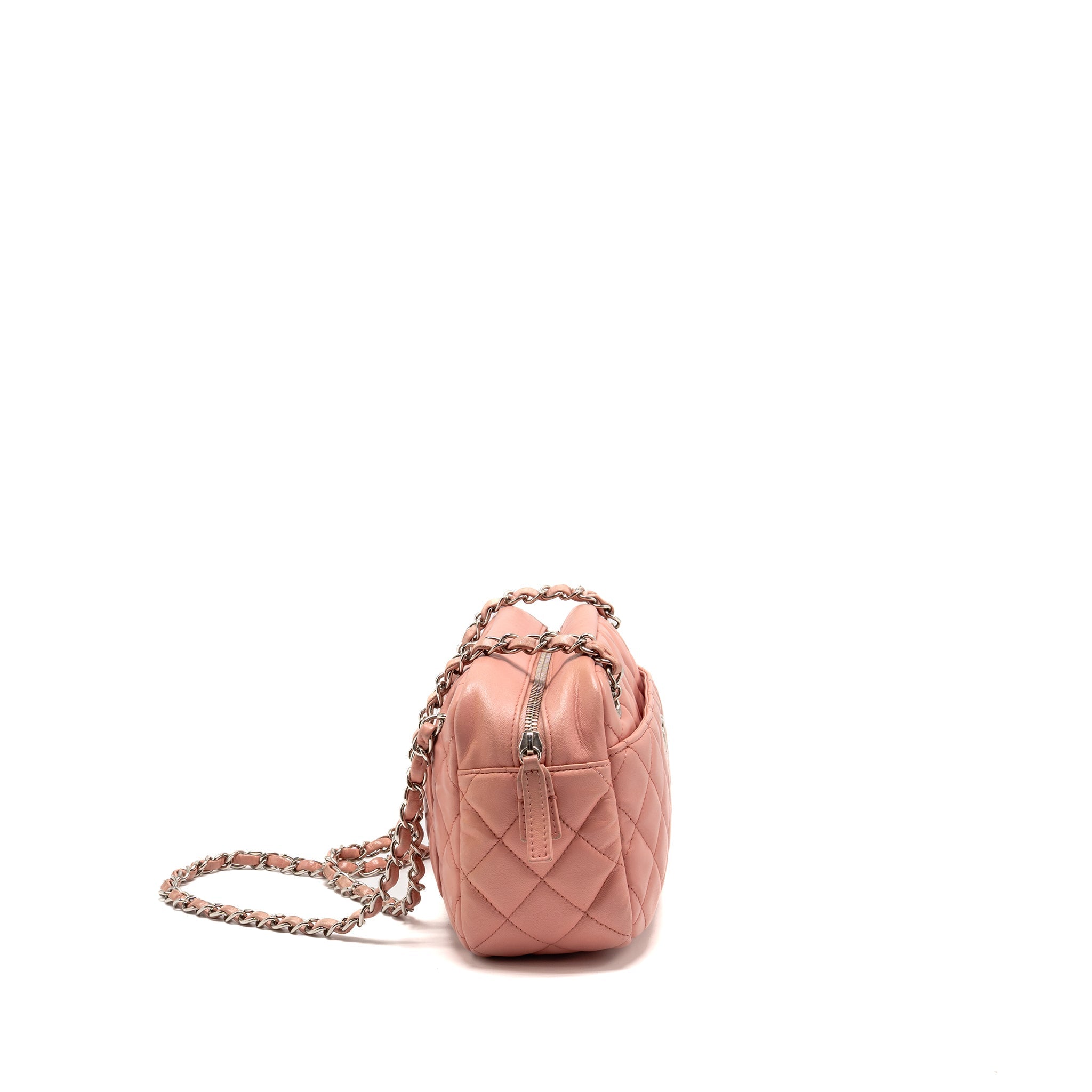 CHANEL CC CAMERA CASE WITH CHAIN LAMBSKIN PINK SHW