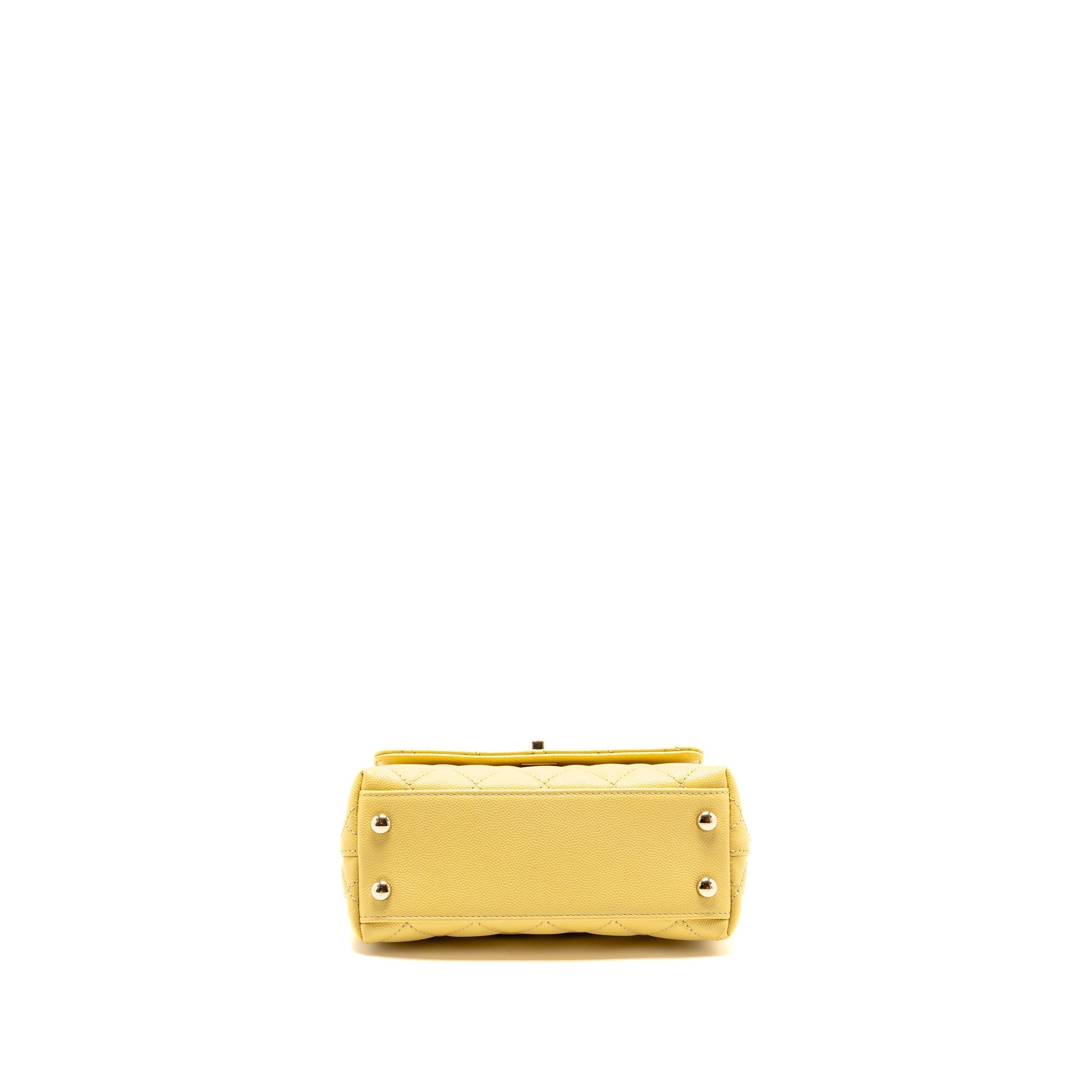 CHANEL MINI COCO HANDLE CAVIAR YELLOW LGHW (MICROCHIP)