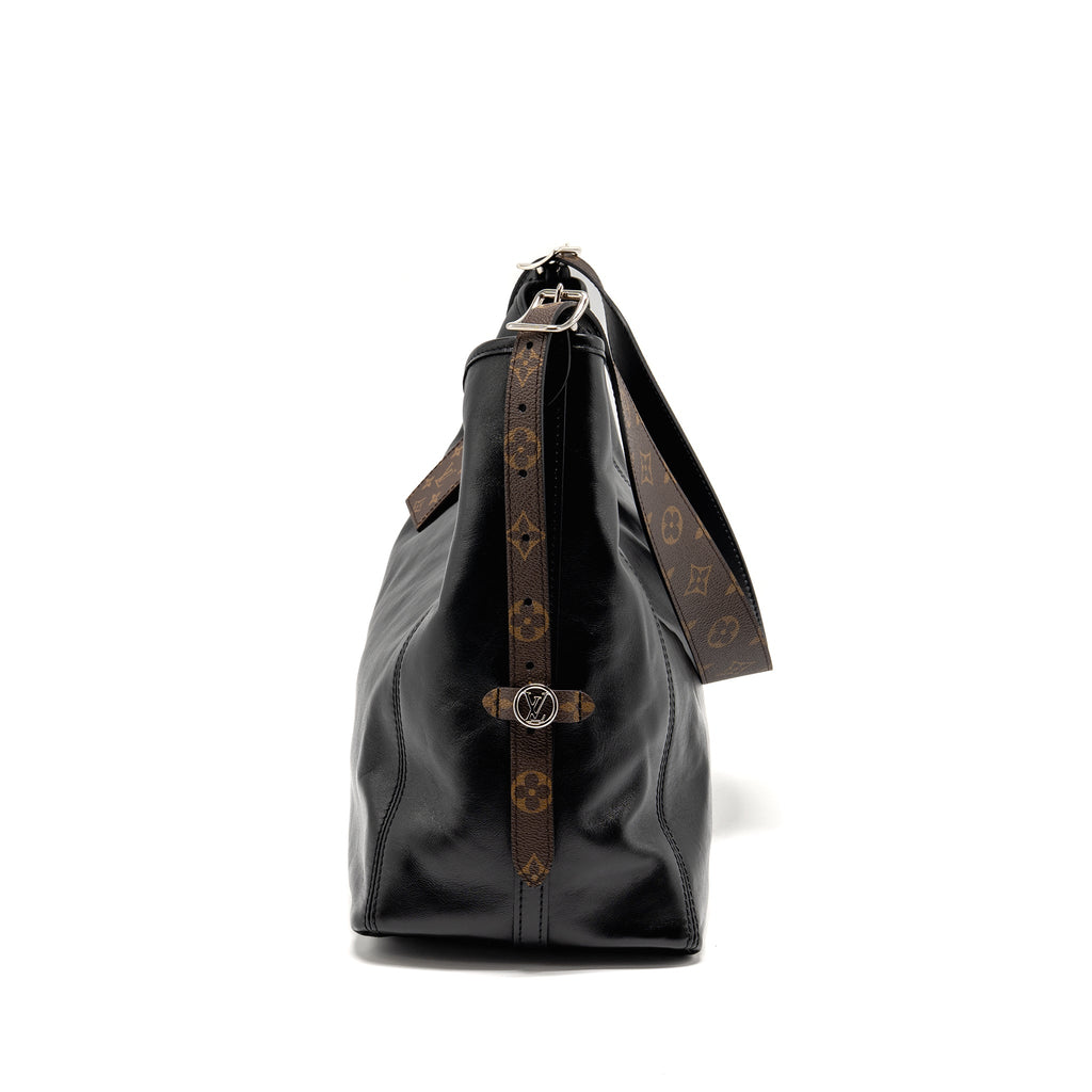 LOUIS VUITTON CARRYALL VIBE MM LAMBSKIN/MONOGRAM CANVAS BLACK SHW