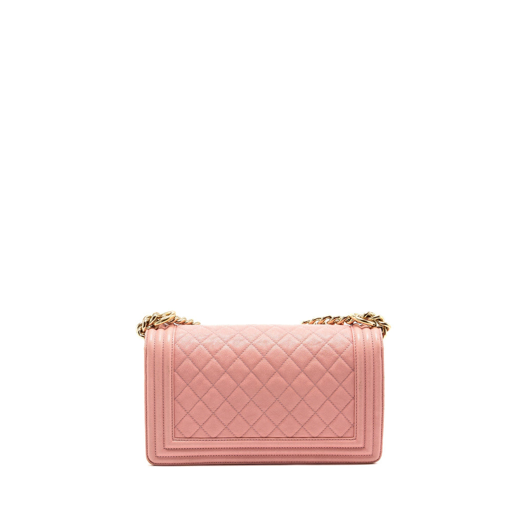 CHANEL MEDIUM BOY BAG GRAINED CALFSKIN PINK LGHW