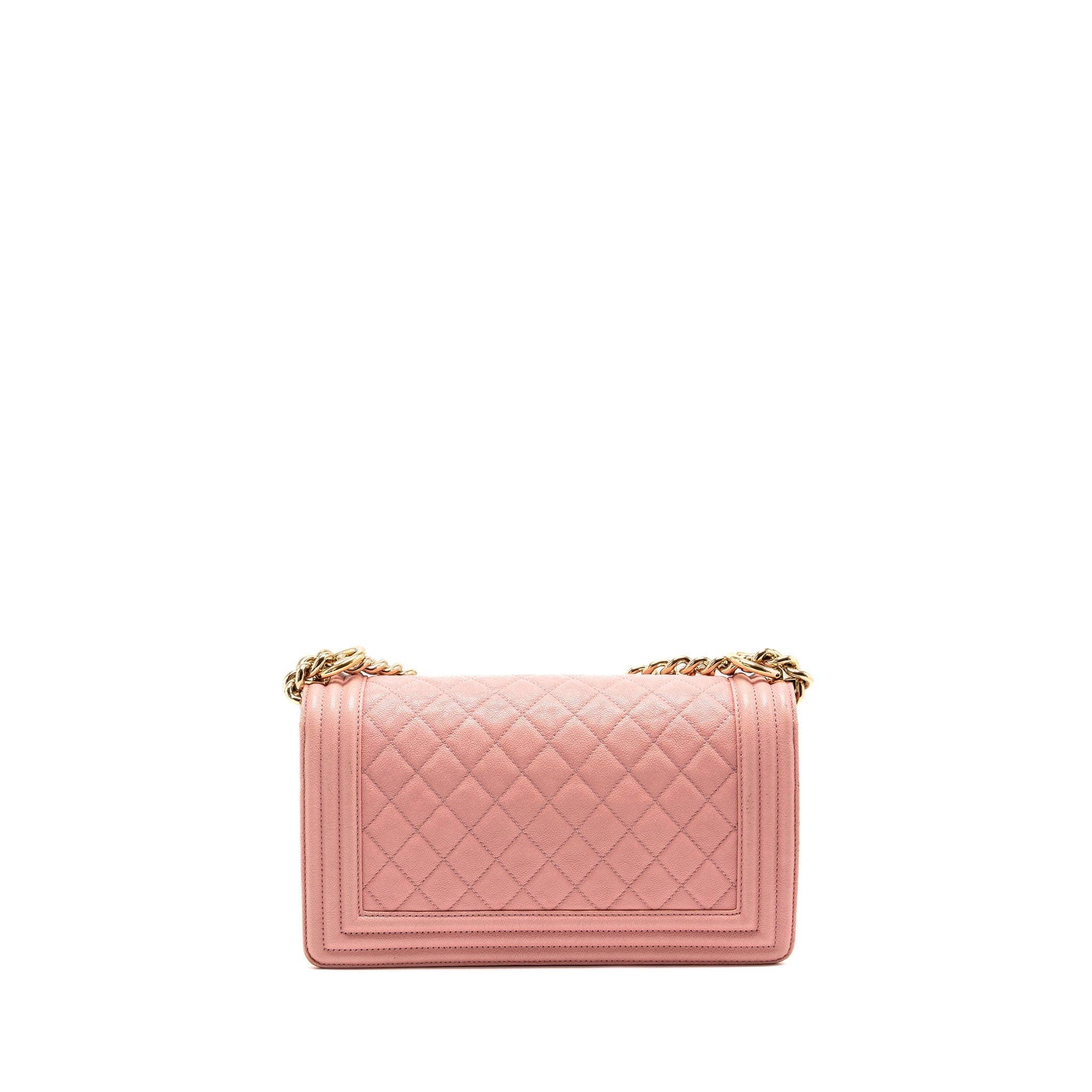 CHANEL MEDIUM BOY BAG GRAINED CALFSKIN PINK LGHW