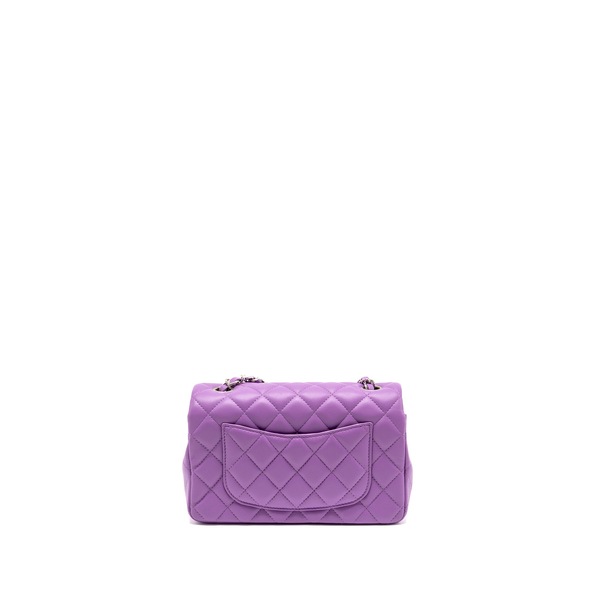 CHANEL MINI RECTANGULAR FLAP BAG LAMBSKIN PURPLE SHW