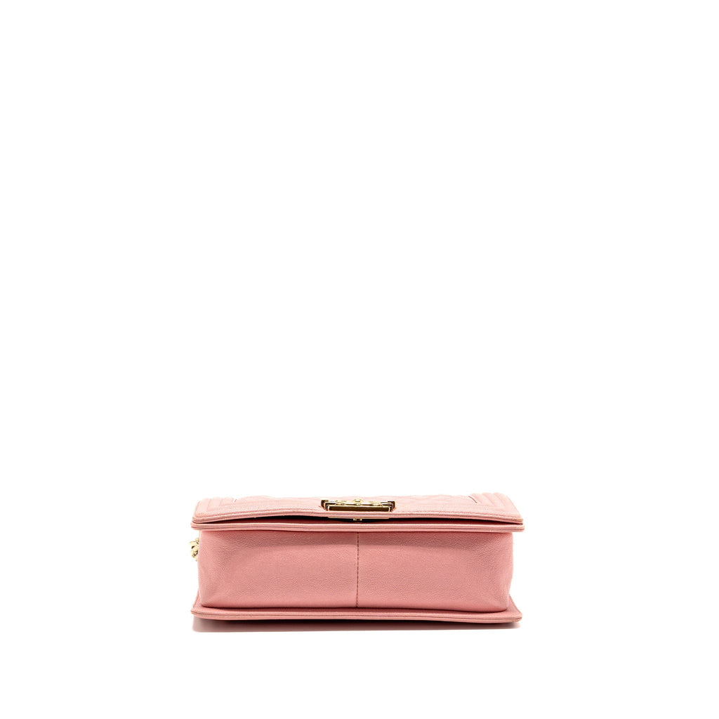 CHANEL MEDIUM BOY BAG GRAINED CALFSKIN PINK LGHW