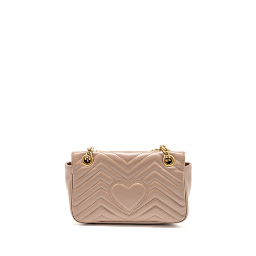 GUCCI MEDIUM GG MARMONT SHOULDER BAG CALFSKIN DARK BEIGE GHW