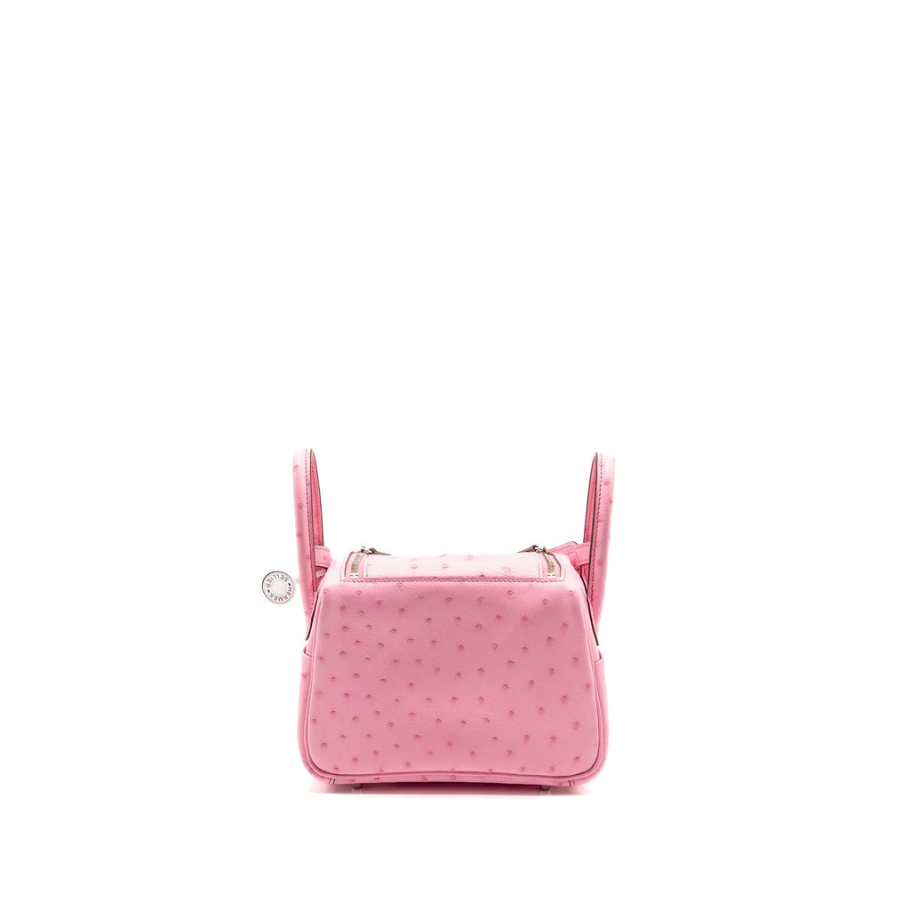 HERMES MINI LINDY OSTRICH ROSE BUBBLEGUM SHW