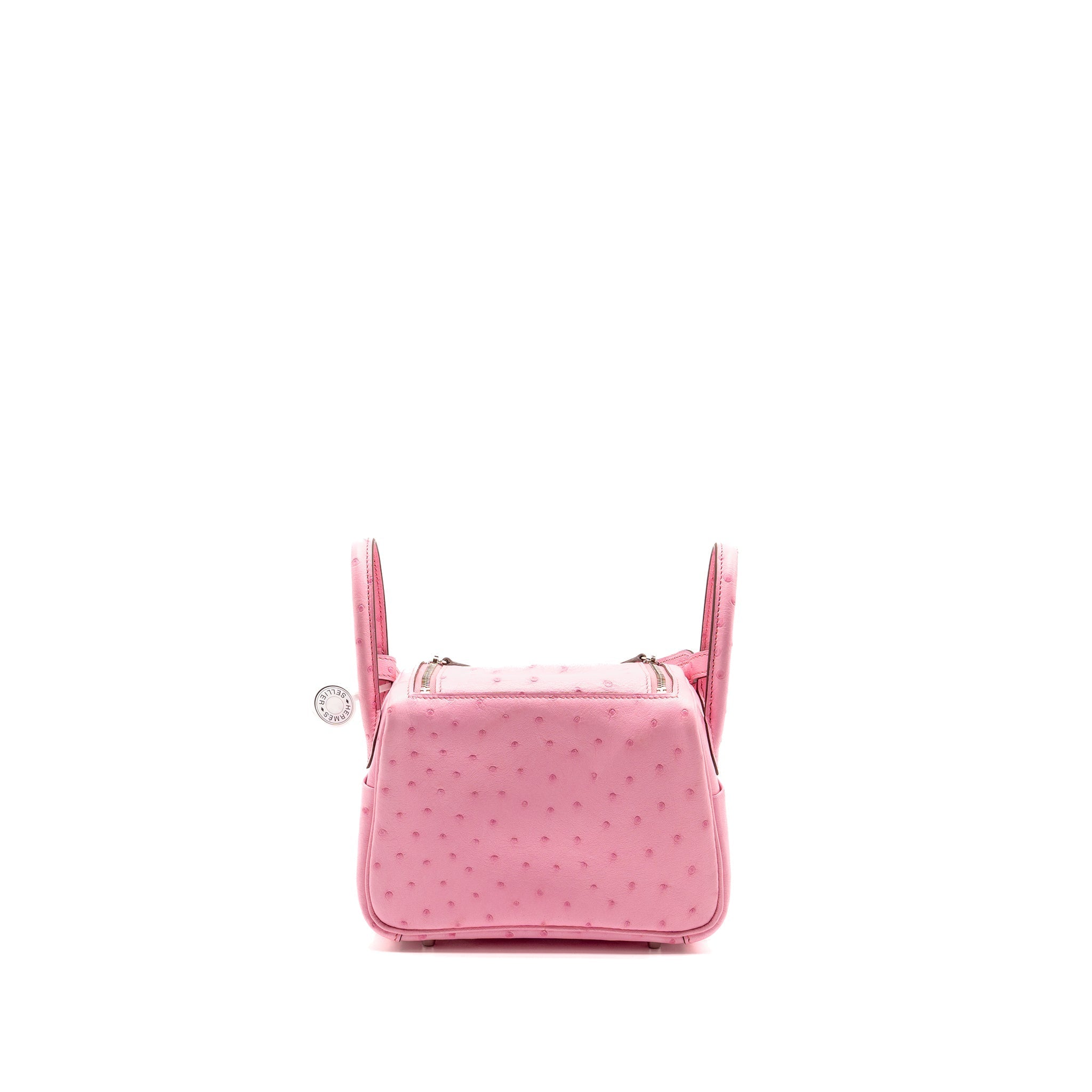 HERMES MINI LINDY OSTRICH ROSE BUBBLEGUM SHW