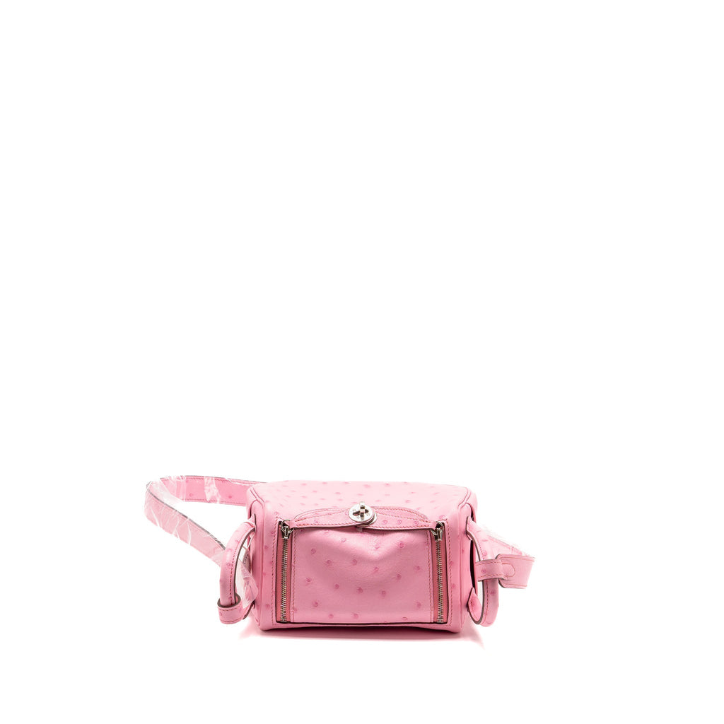 HERMES MINI LINDY OSTRICH ROSE BUBBLEGUM SHW