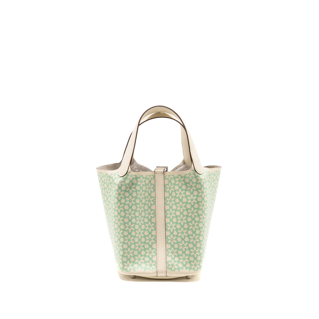 HERMES LUCKY DAISY PICOTIN 18 LOCK BAG SWIFT NATA/VERT/BLANC SHW
