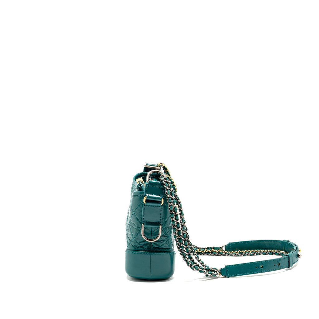 CHANEL SMALL GABRIELLE HOBO BAG AGED CALFSKIN GREEN MULTICOLOURED HAREWARE