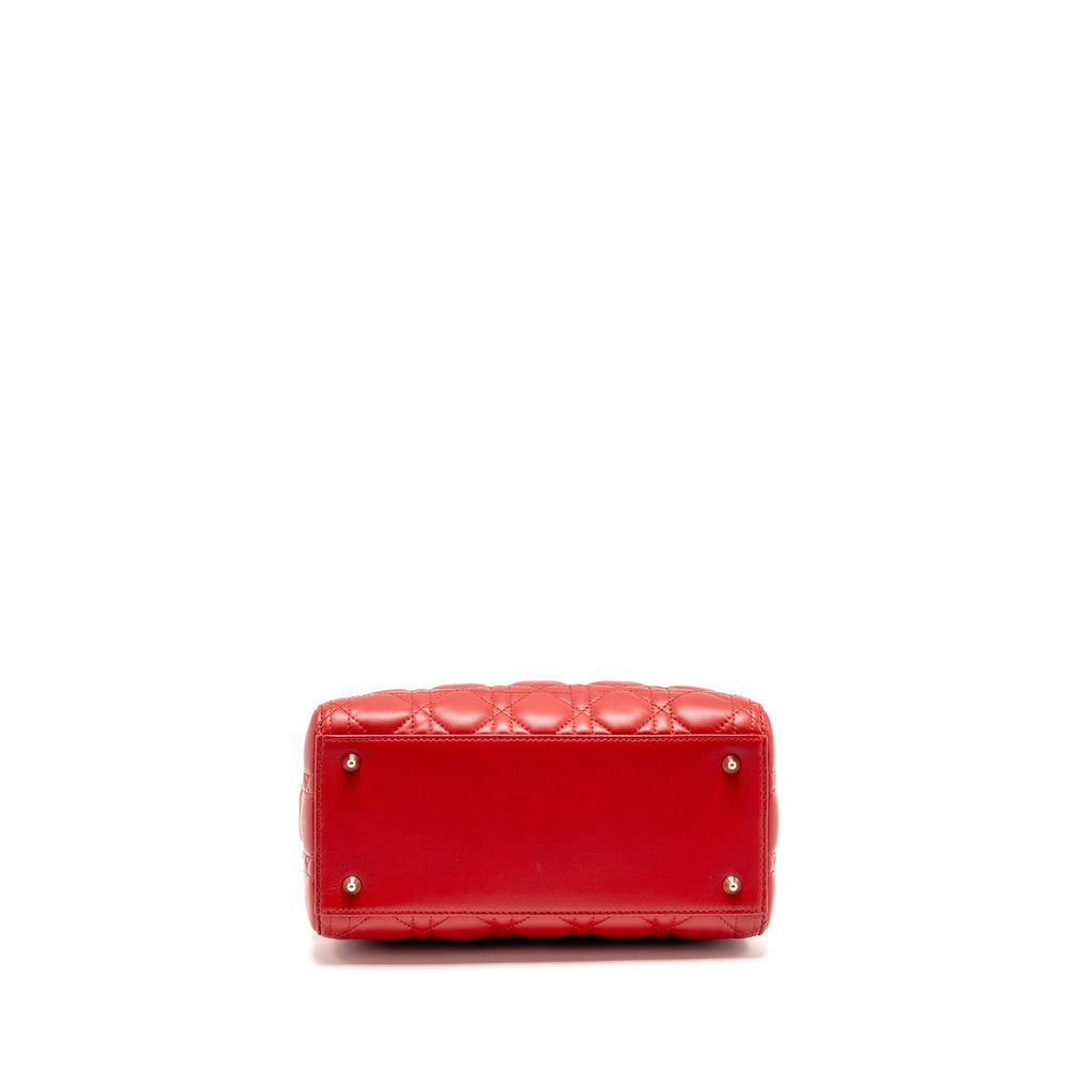 DIOR MEDIUM LADY DIOR LAMBSKIN RED LGHW