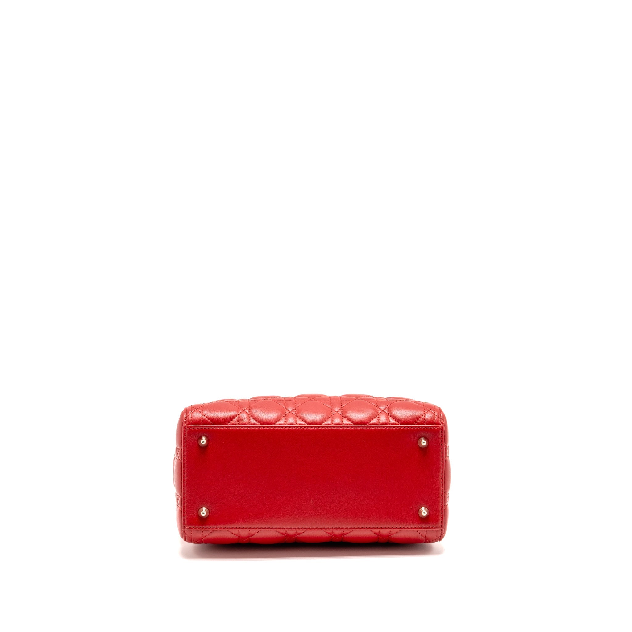 DIOR MEDIUM LADY DIOR LAMBSKIN RED LGHW