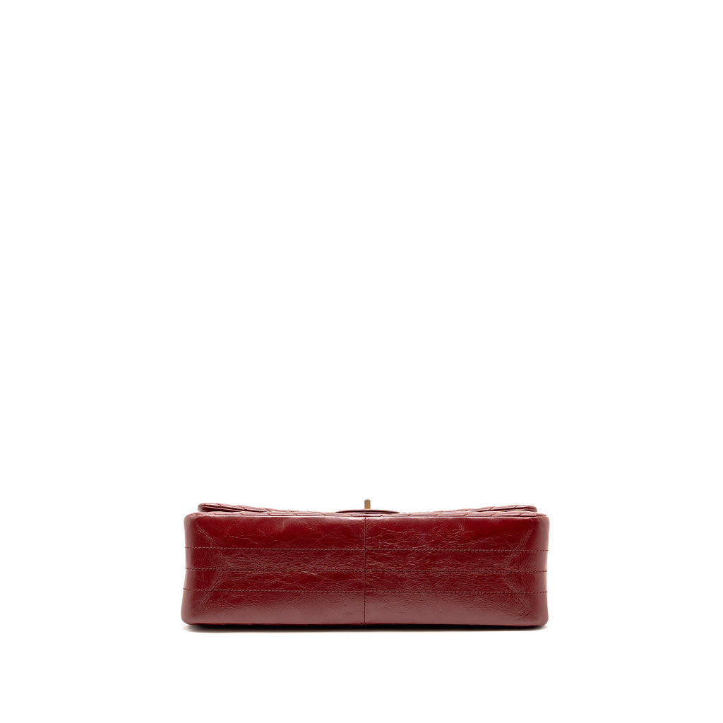 CHANEL 2.55 226 REISSUE DOUBLE FLAP BAG CHEVRON AGED CALFSKIN RED GHW