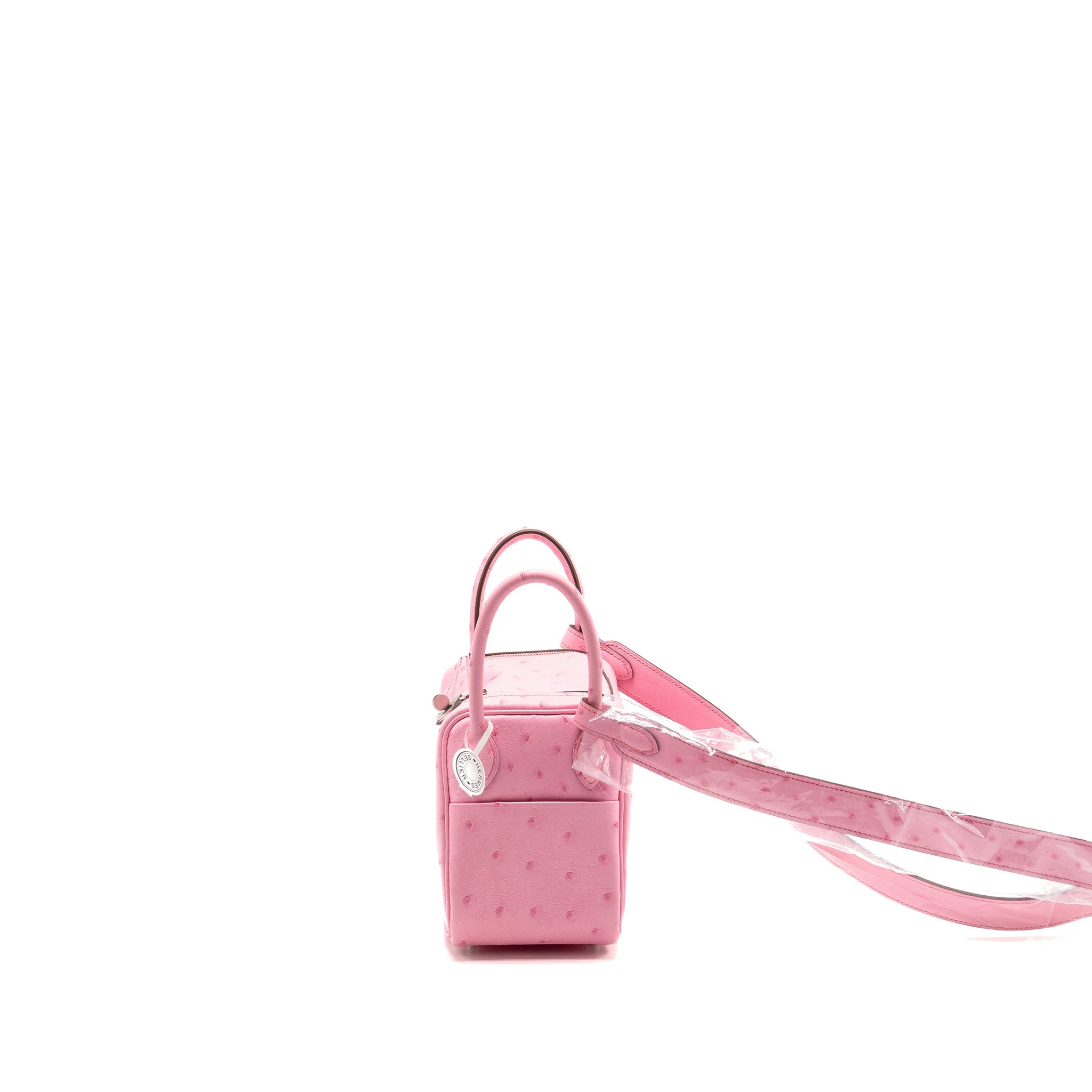 HERMES MINI LINDY OSTRICH ROSE BUBBLEGUM SHW