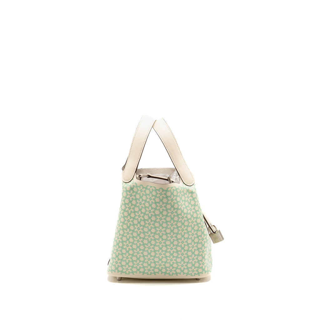HERMES LUCKY DAISY PICOTIN 18 LOCK BAG SWIFT NATA/VERT/BLANC SHW