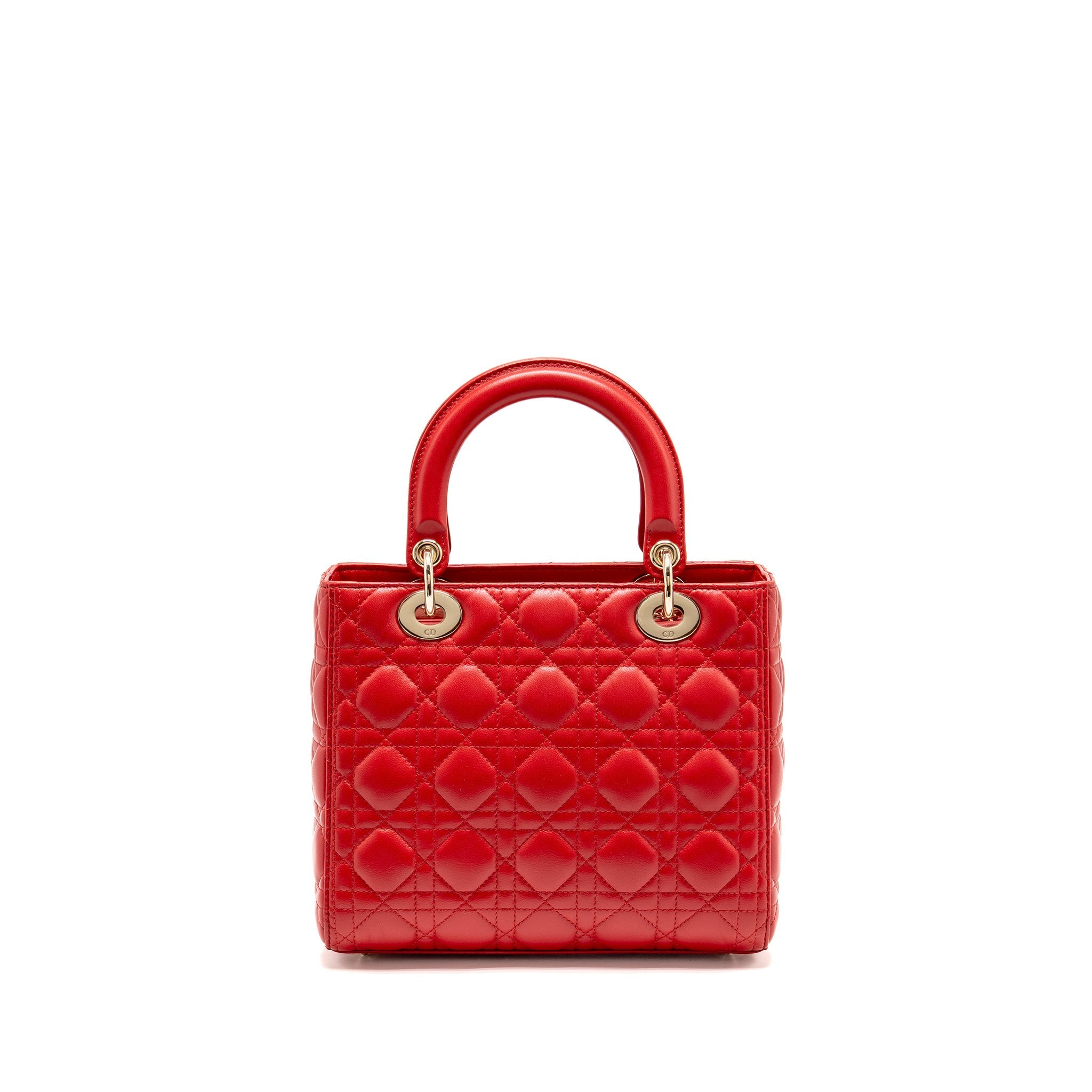 DIOR MEDIUM LADY DIOR LAMBSKIN RED LGHW