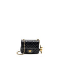 CHANEL PEARL CRUSH MINI SQUARE FLAP BAG LAMBSKIN BLACK GHW (MICROCHIP)
