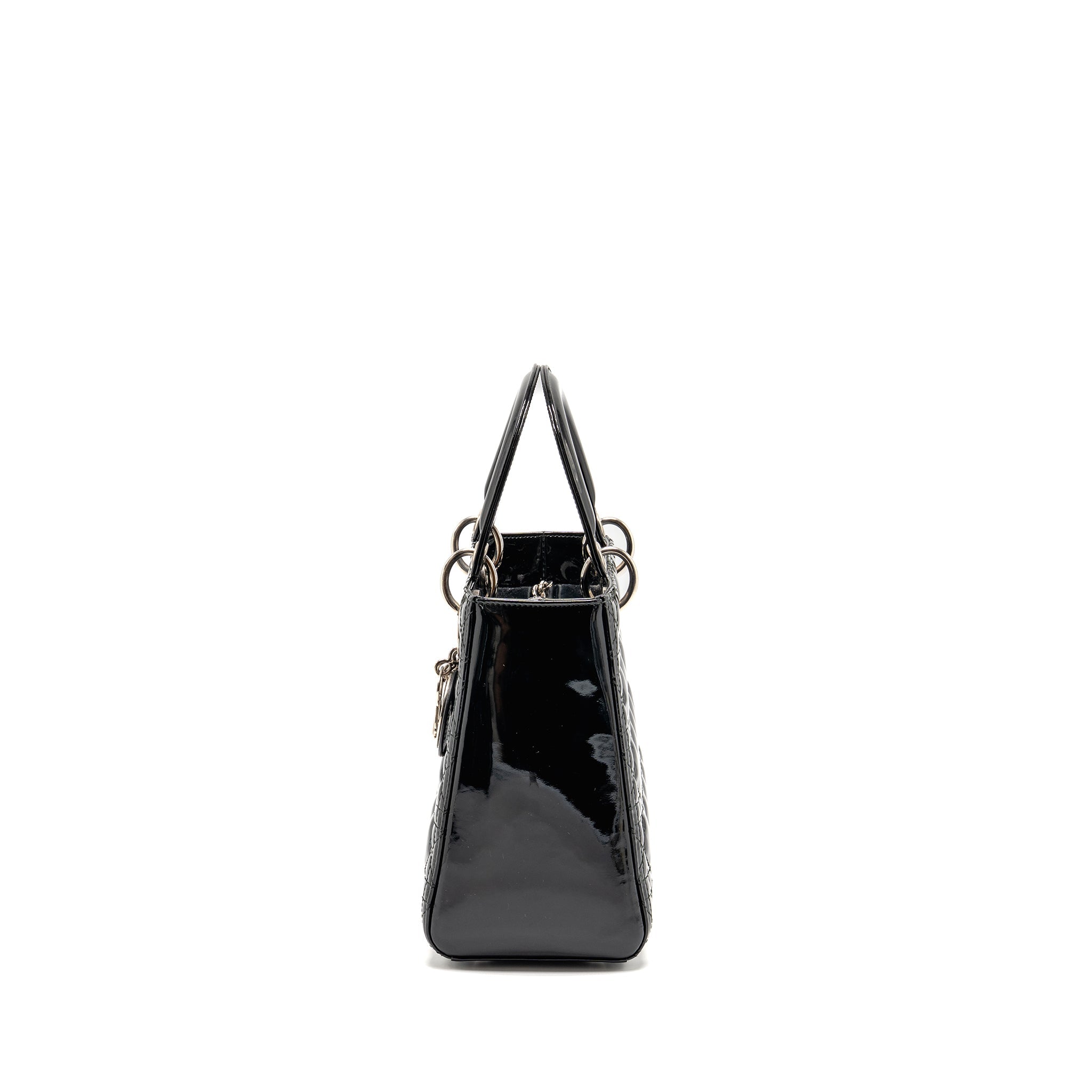 DIOR MEDIUM LADY DIOR PATENT LEATHER BLACK SHW