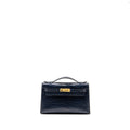HERMES KELLY POCHETTE MATT ALLIGATOR MISSISSIPPIENSIS BLUE INDIGO GHW