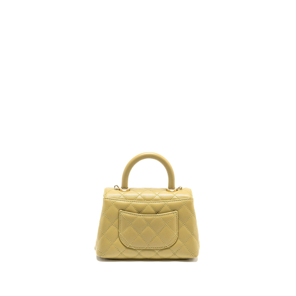 CHANEL MINI COCO HANDLE CAVIAR LIGHT GREEN LGHW (MICROCHIP)