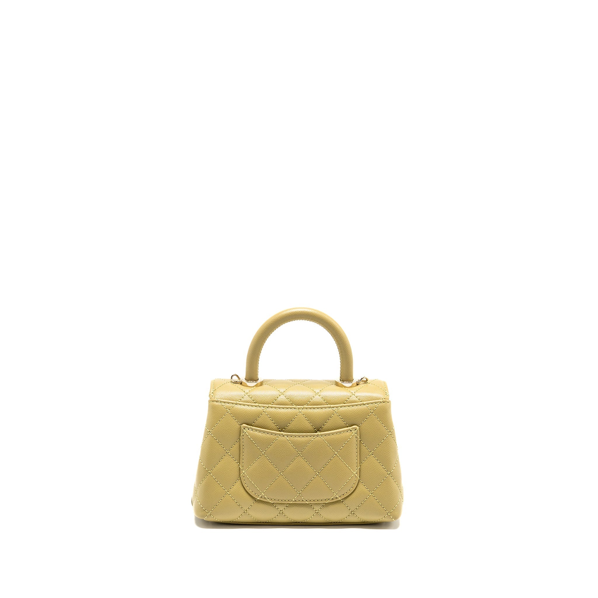 CHANEL MINI COCO HANDLE CAVIAR LIGHT GREEN LGHW (MICROCHIP)