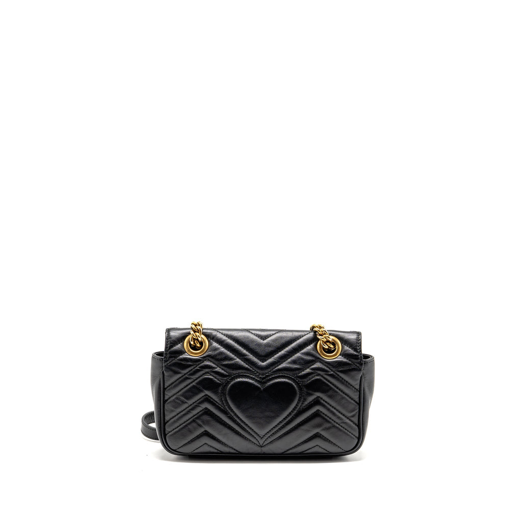 GUCCI SMALL GG MARMONT SHOULDER BAG CALFSKIN BLACK GHW