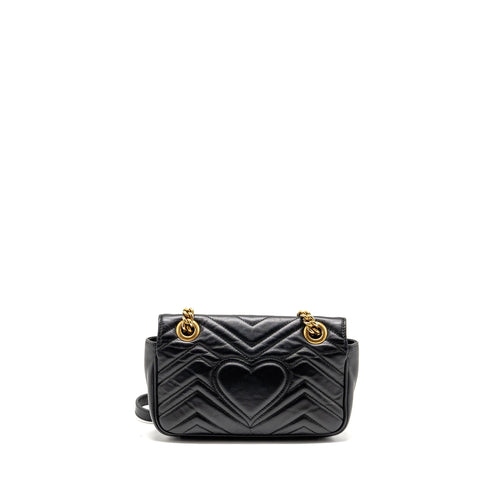 GUCCI SMALL GG MARMONT SHOULDER BAG CALFSKIN BLACK GHW