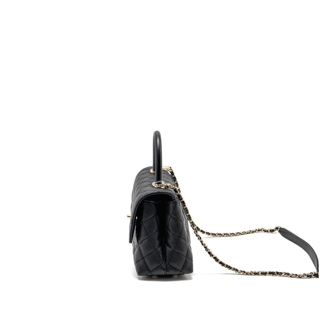 CHANEL SMALL COCO HANDLE CAVIAR BLACK LGHW(MICROCHIP)