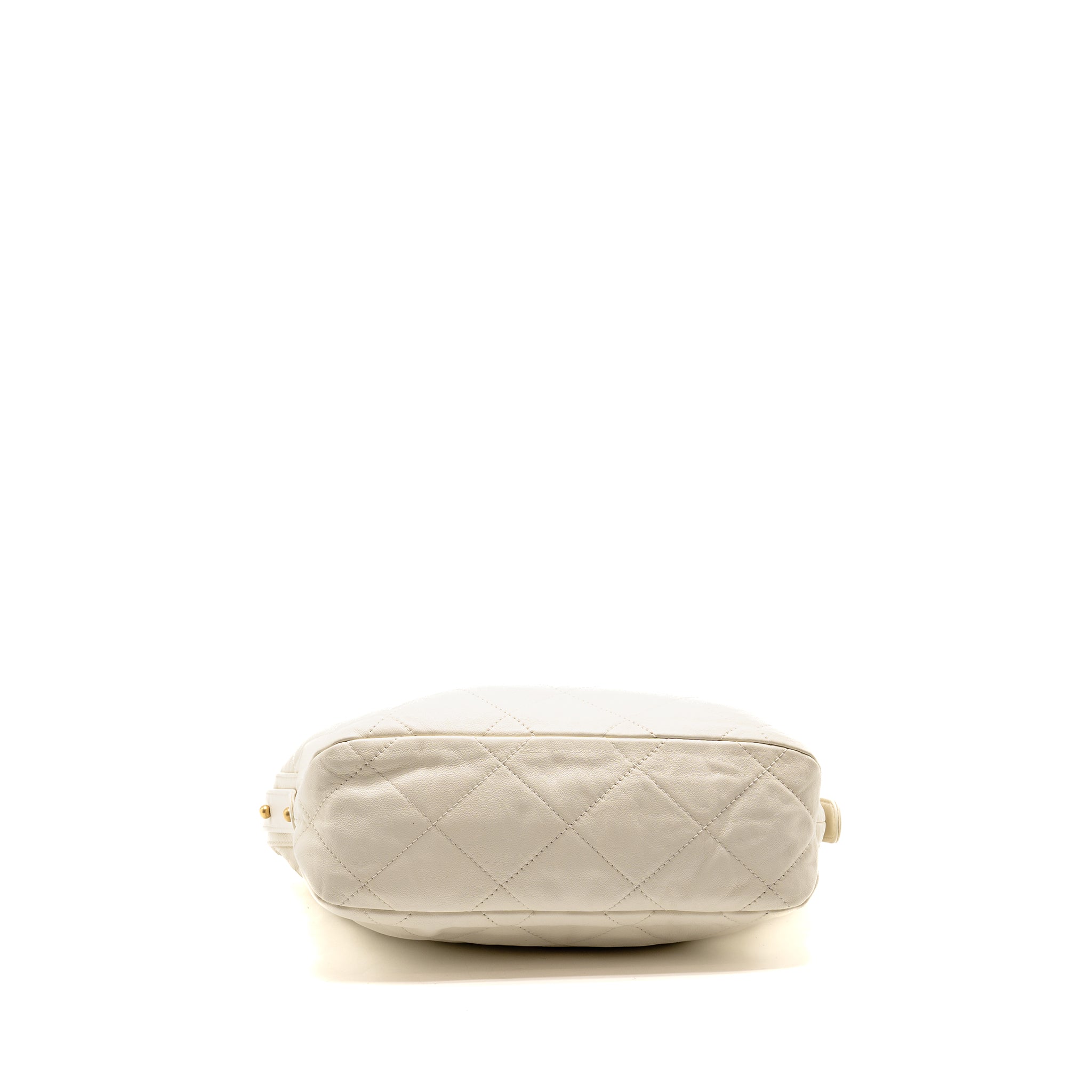 CHANEL CC DAILY HOBO BAG CALFSKIN WHITE GHW (MICROCHIP)