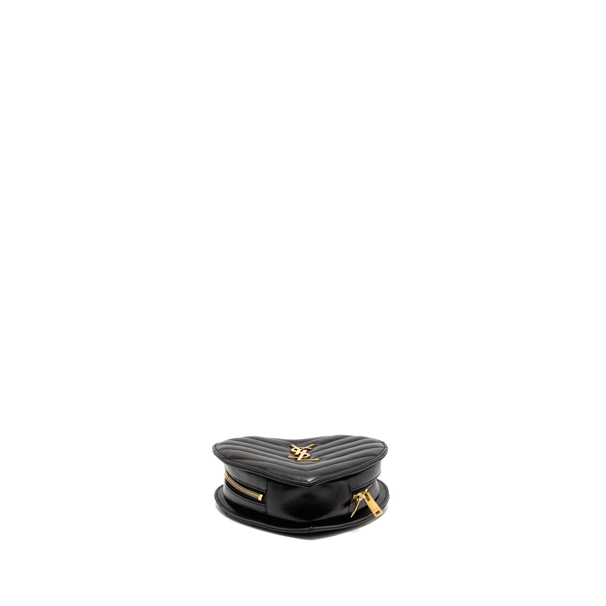 SAINT LAURENT/YSL LOVE HEART CHAIN BAG LAMBSKIN BLACK GHW