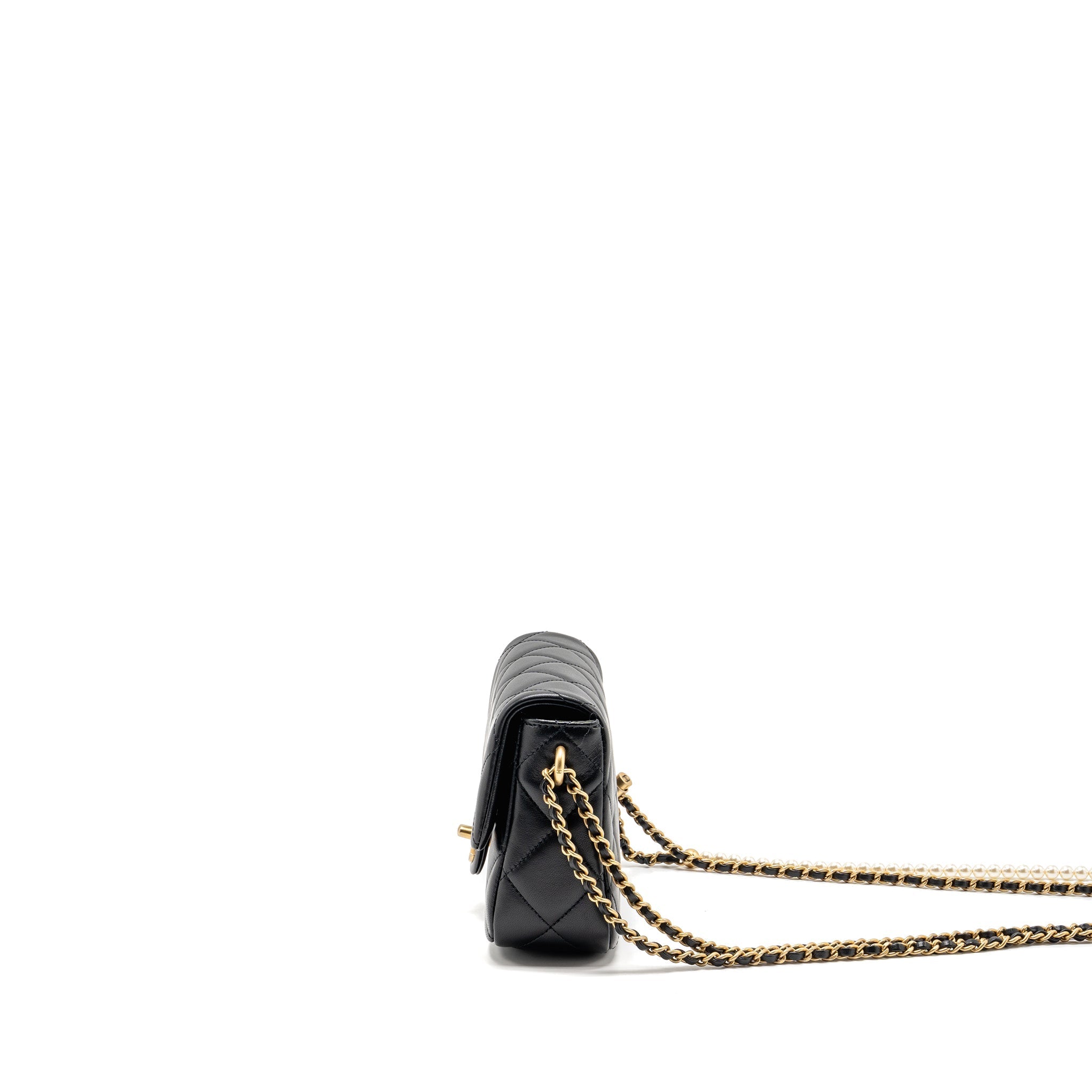 CHANEL MY PERFECT MINI FLAP BAG LAMBSKIN BLACK GHW (MICROCHIP)